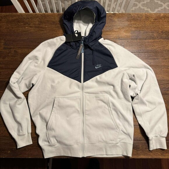 NWT Nike Winter Windrunner fleece jacket silver obsidian and White mens XL - Picture 1 of 13